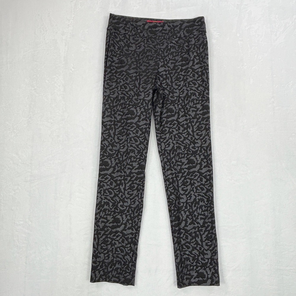 Krazy Larry Womens Gray Black Abstract Animal Print Pull On Slim Pants Size 2